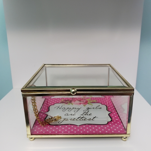 New Gold and Glass Jewelry/trinket Box - Picture 1 of 4